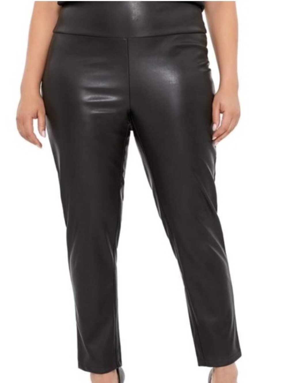 Love & Legend Black Faux Leather Elastic Waist Pull On Legging Pants NWT